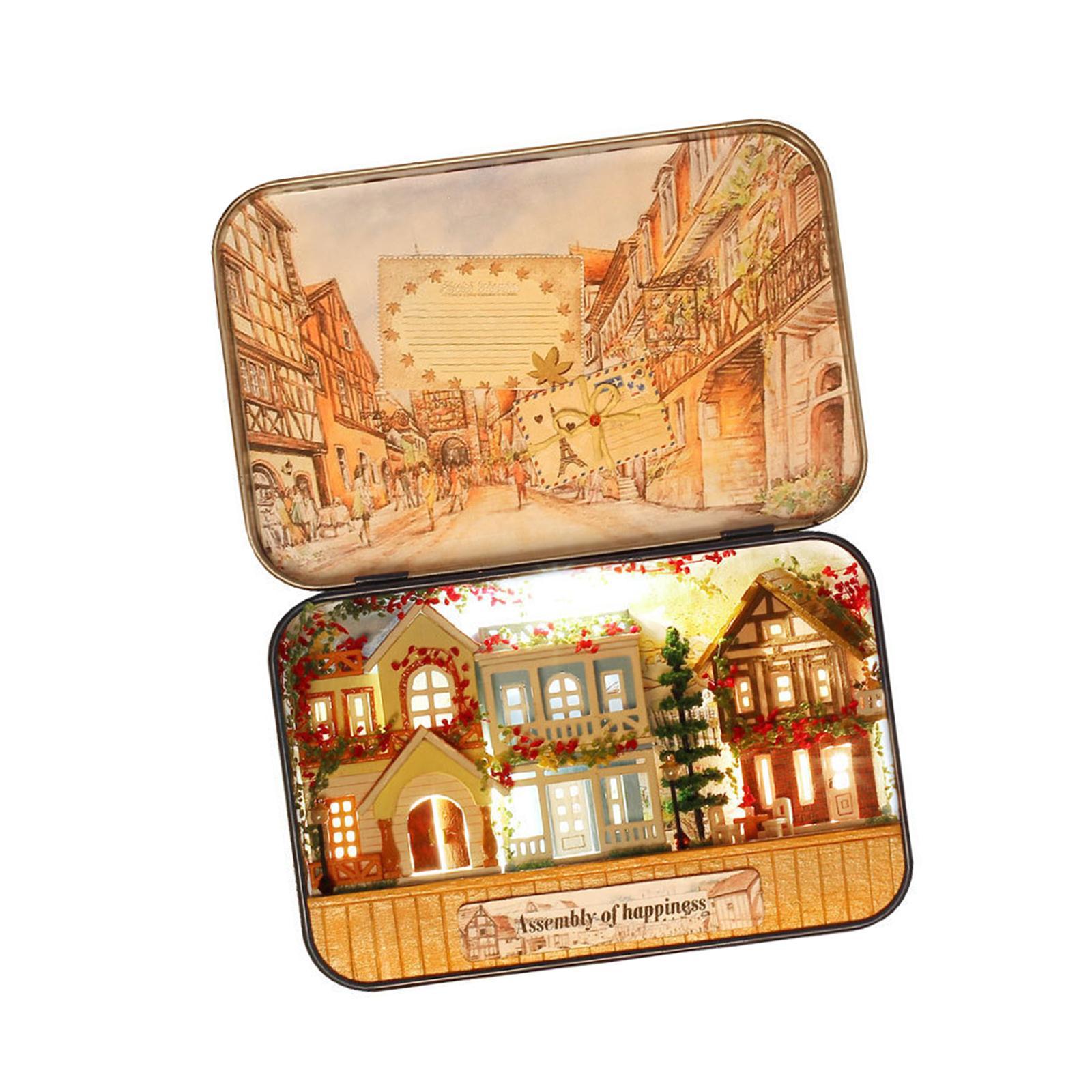 Wooden Dollhouse House Kit with Lights DIY Puzzle Toys Creative Room Romantic Dollhouse Decor Accessory for Kids Women Friends Adults