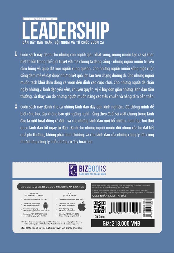 Cuốn sách Dẫn dắt bản thân đội nhóm và tổ chức vươn xa-The book of Leadership tặng bút bi như hình