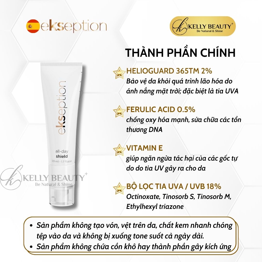 Hình ảnh Kem Chống Nắng Phổ Rộng ekseption All Day Shield SPF 50+ | Kelly Beauty