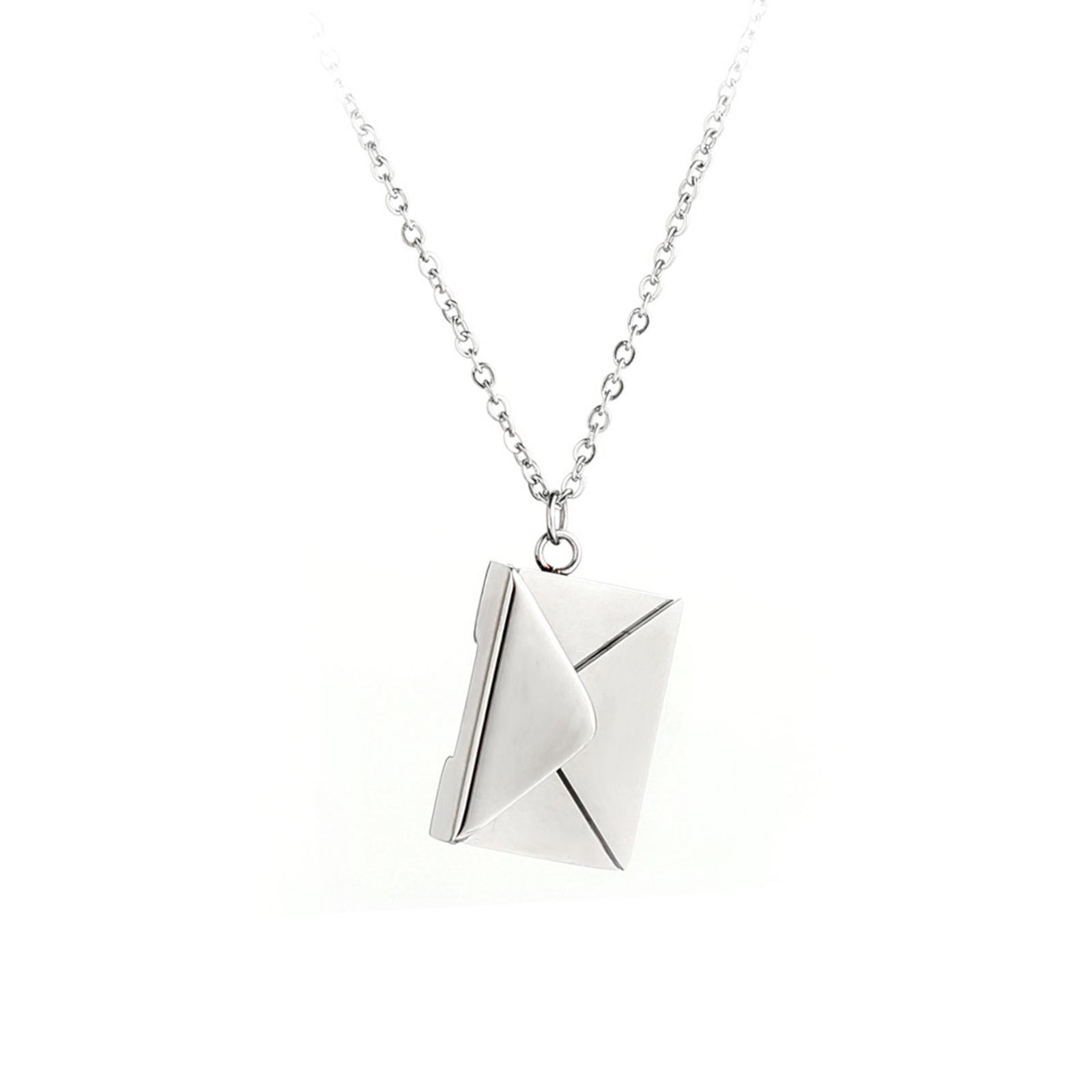 Love Letter Envelope Pendant Necklace for Couples Family Women Men