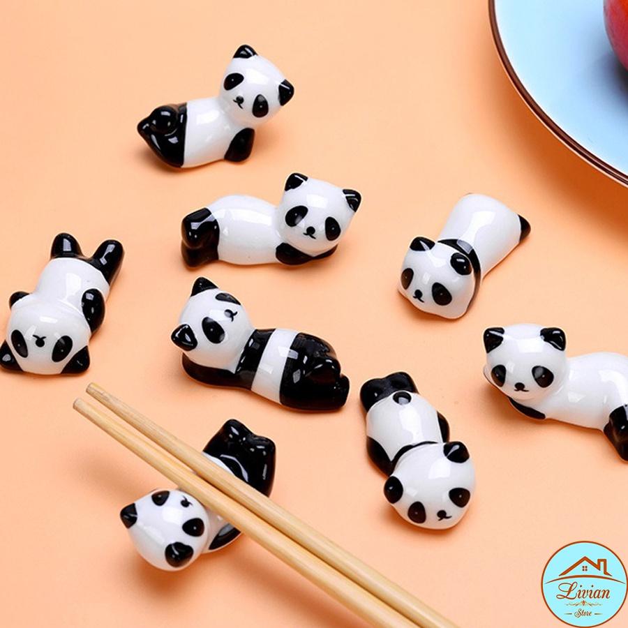 Gác đũa bàn ăn gốm sứ hình gấu trúc cực xinh, phụ kiện trang trí bàn ăn phong cách nhật Bản