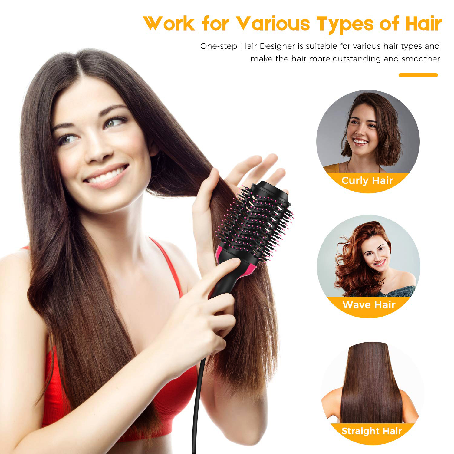 3 IN 1 One Step Hair Dryer Volumizer Electric Blow Dryer Hot Air Brush Hair Straightener Curler Comb Hair Dryer And Styler