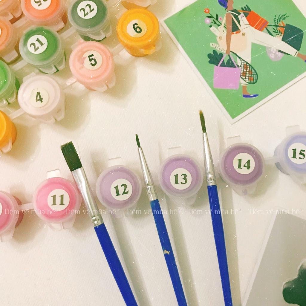 Tranh tô màu theo số - Chim và hoa mùa hạ đã căng khung 40x50cm