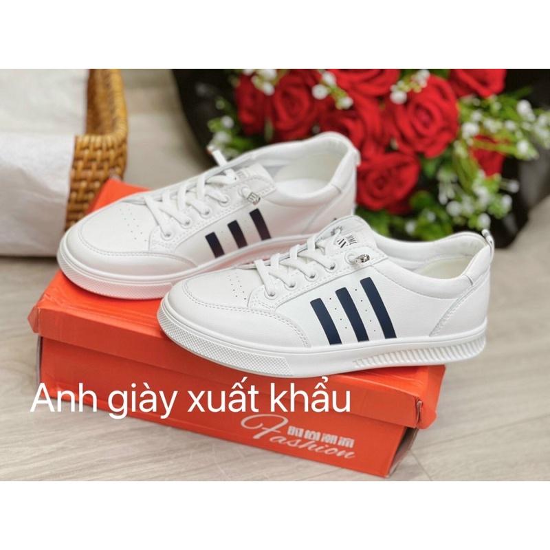 TT06 - Giày thể thao nữ trắng 3 vạch không cần buộc dây nhẹ êm