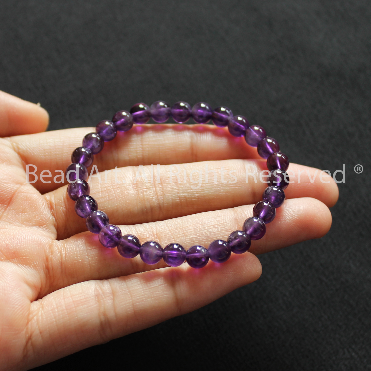 Vòng Tay 5.5MM Đá Thạch Anh Tím Đậm Loại AB, Amethyst Tự Nhiên, Vòng Tay, Phong Thuỷ, Chuỗi Hạt, Trang Sức, Hợp Mệnh Thổ, Hỏa - Bead Art