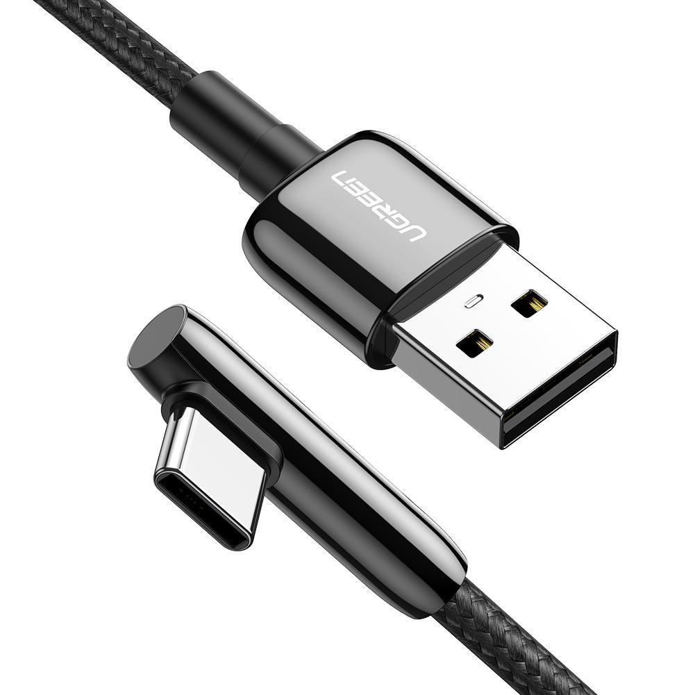 Hình ảnh Ugreen UG70413US313TK 1M bẻ góc C 90 độ màu đen cáp USB A ra type C 2.0 truyền dữ liệu từ máy tính ra điện thoại - HÀNG CHÍNH HÃNG