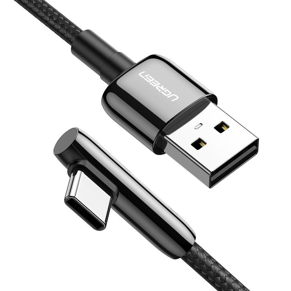 Ugreen UG70413US313TK 1M bẻ góc C 90 độ màu đen cáp USB A ra type C 2.0 truyền dữ liệu từ máy tính ra điện thoại - HÀNG CHÍNH HÃNG