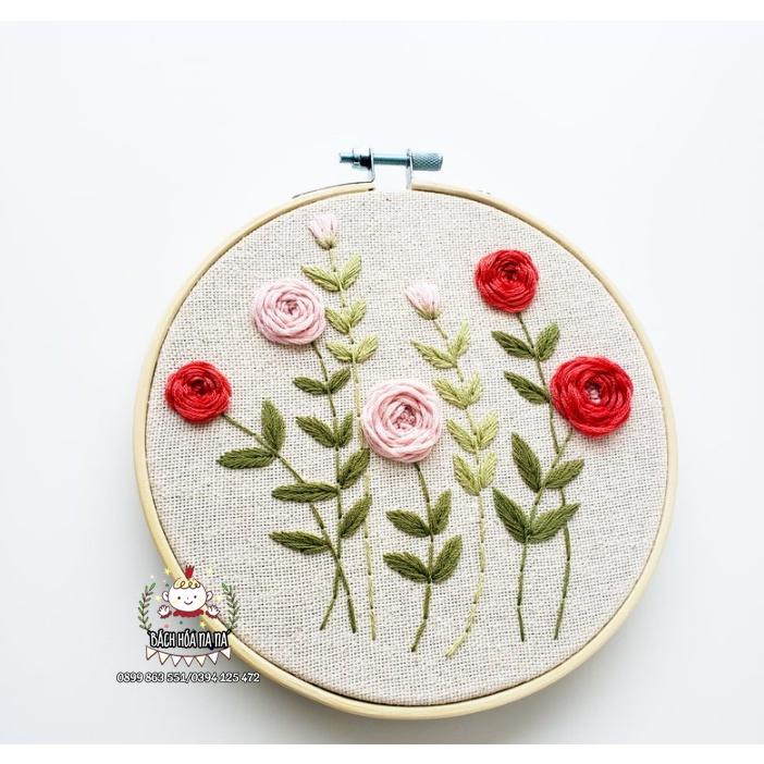 Kit Thêu Tay Tranh Hoop Hoa trang trí DIY Handmade Phong cách Trang Nhã Hàn Quốc Nguyên Liệu Thêu - Bách hóa Na Na