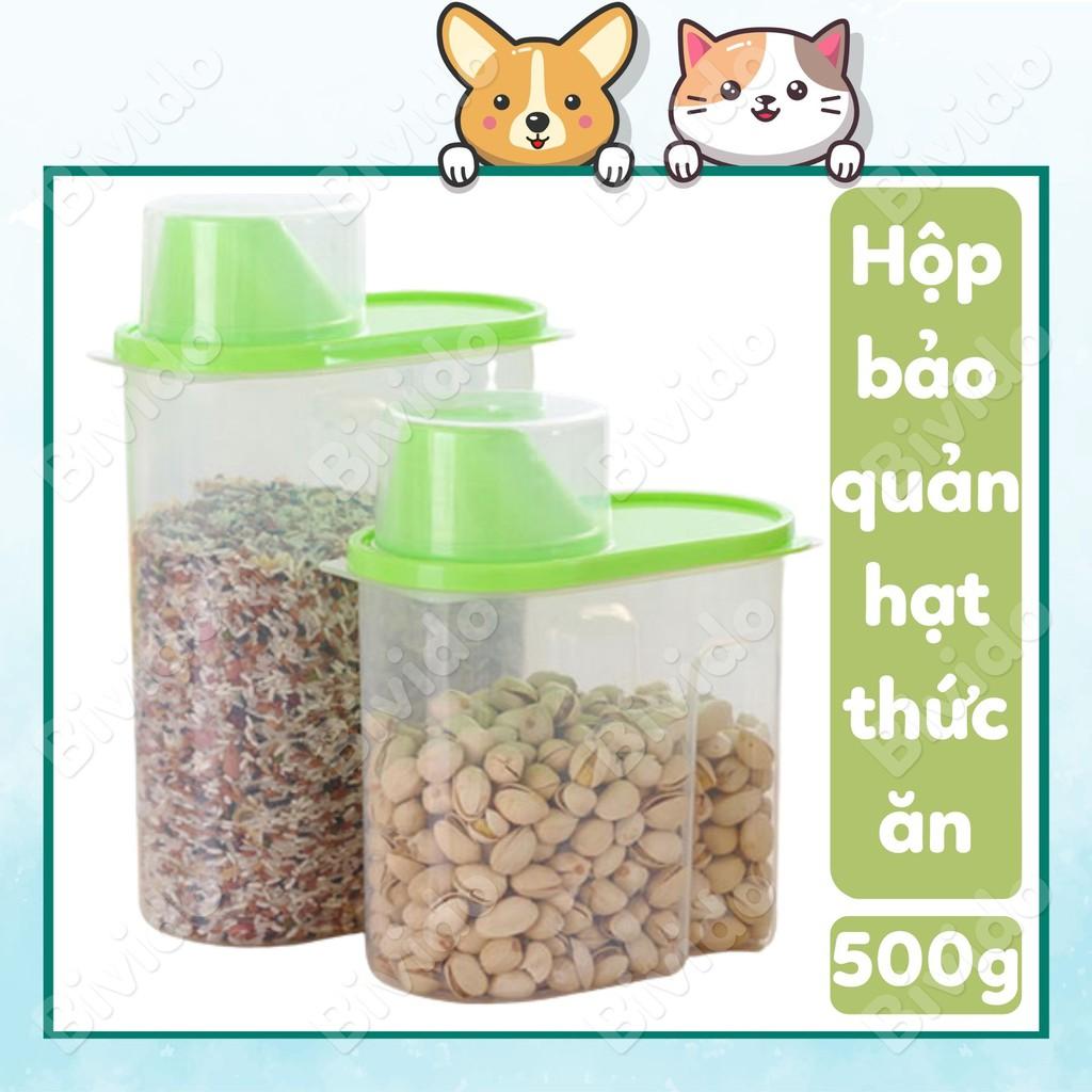 Hộp bảo quản đựng hạt, thức ăn chó mèo kèm cốc đo chống ẩm - Bivido