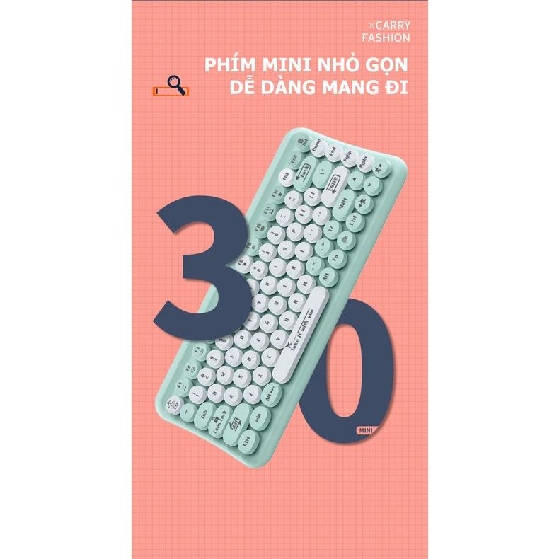 Bộ bàn phím mini 85 phím nút tròn và chuột không dây LANGTU LT700 dùng cho văn phòng - VL