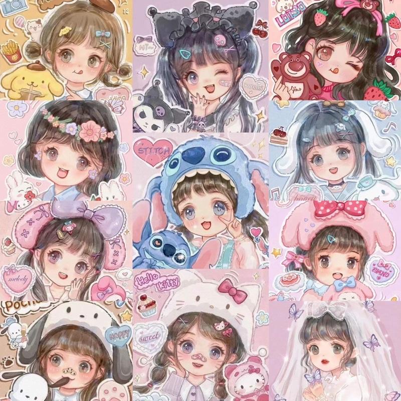 Bộ tranh đính đá 5D tự làm họa tiết hình Hello Kitty 2