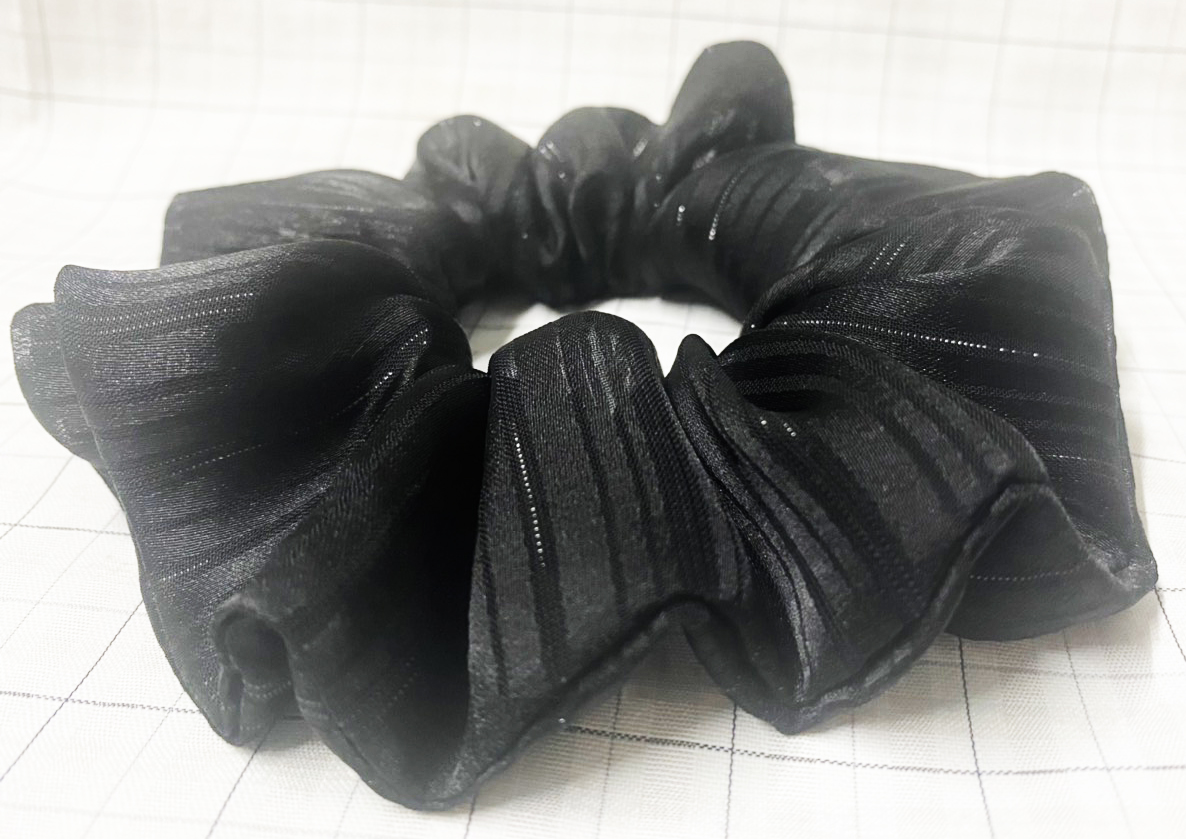 Cột tóc đen ánh kim vân tròn size lớn đẹp - cột tóc scrunchies