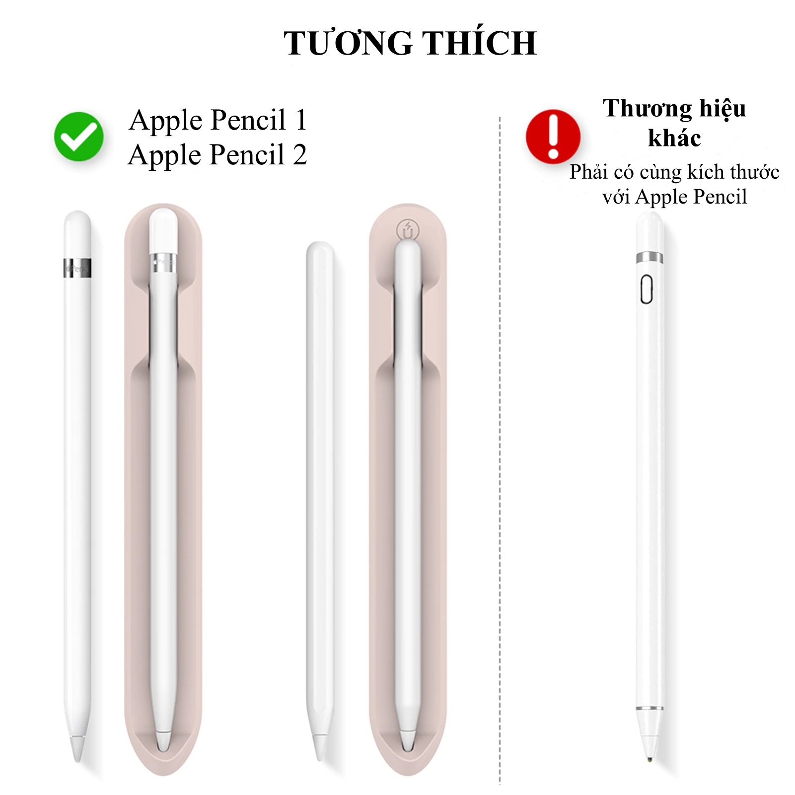 Thanh silicon kẹp bút dành cho Apple Pencil 1, Apple Pencil 2 khay cài bút hít nam châm, mặt dính keo dán bao da ốp lưng- Hàng chính hãng