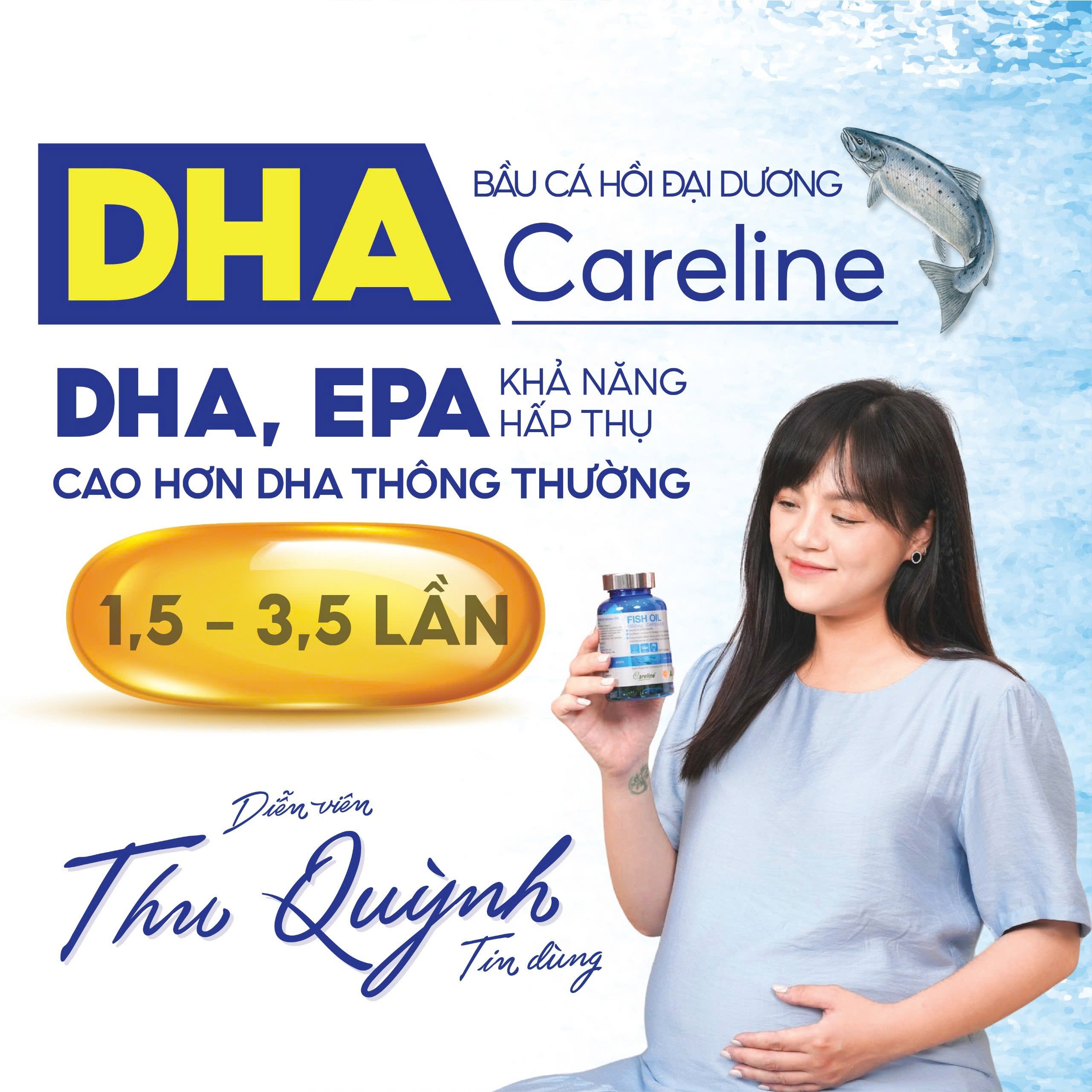 Viên dầu cá bổ sung DHA EPA cho bầu Careline Fish Oil 100 viên phát triển trí não thị giác thai nhi