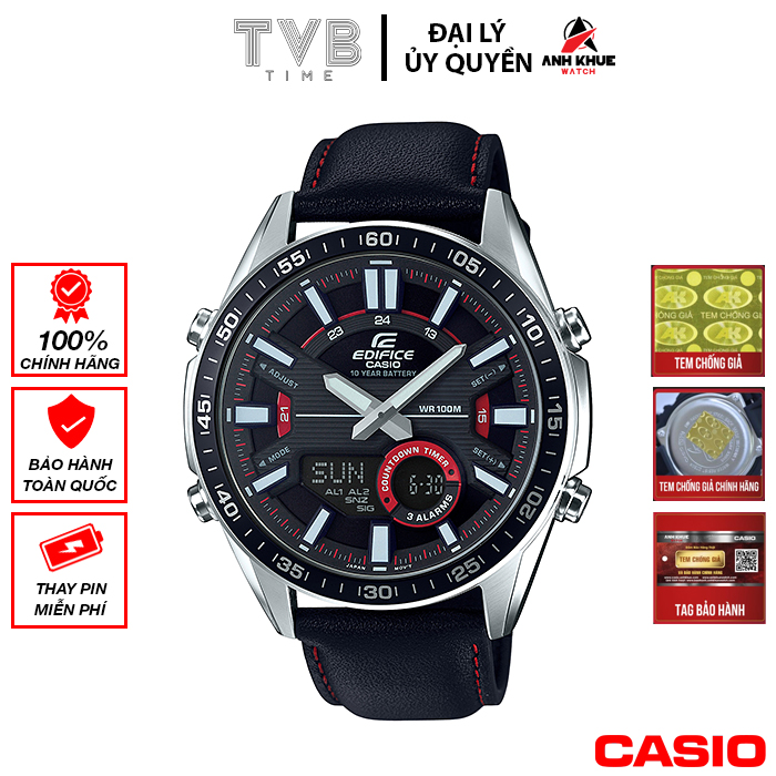 Đồng hồ nam dây da Casio Edifice chính hãng EFV-C100L-1AVDF (46mm)