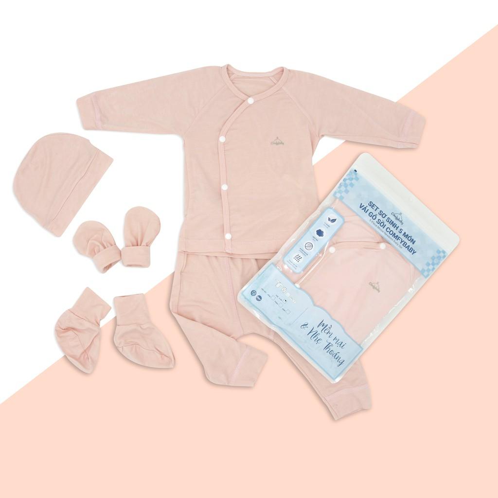 Set quần áo cài chéo 5 món vải modal làm từ sợi cây sồi siêu mềm và thoáng khí Comfybaby size sơ sinh Newborn