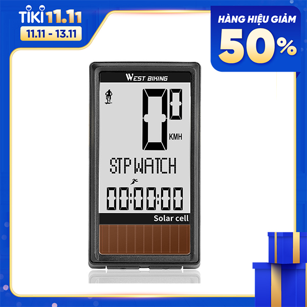 Pin Năng Lượng West Biking Mặt Trời 5 Ngôn Ngữ Đồng Hồ Đo Tốc Độ Chống Nước Dành Cho Xe Đạp