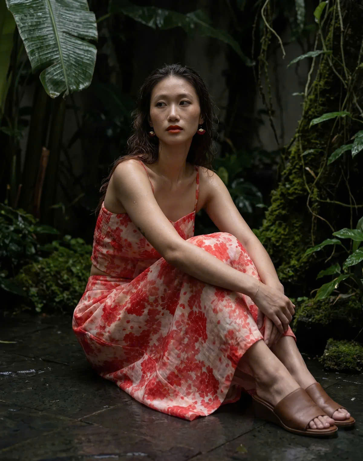 Áo Croptop Hai Dây Hoa Ramie Thanh Minh Top208 Thời trang Hity