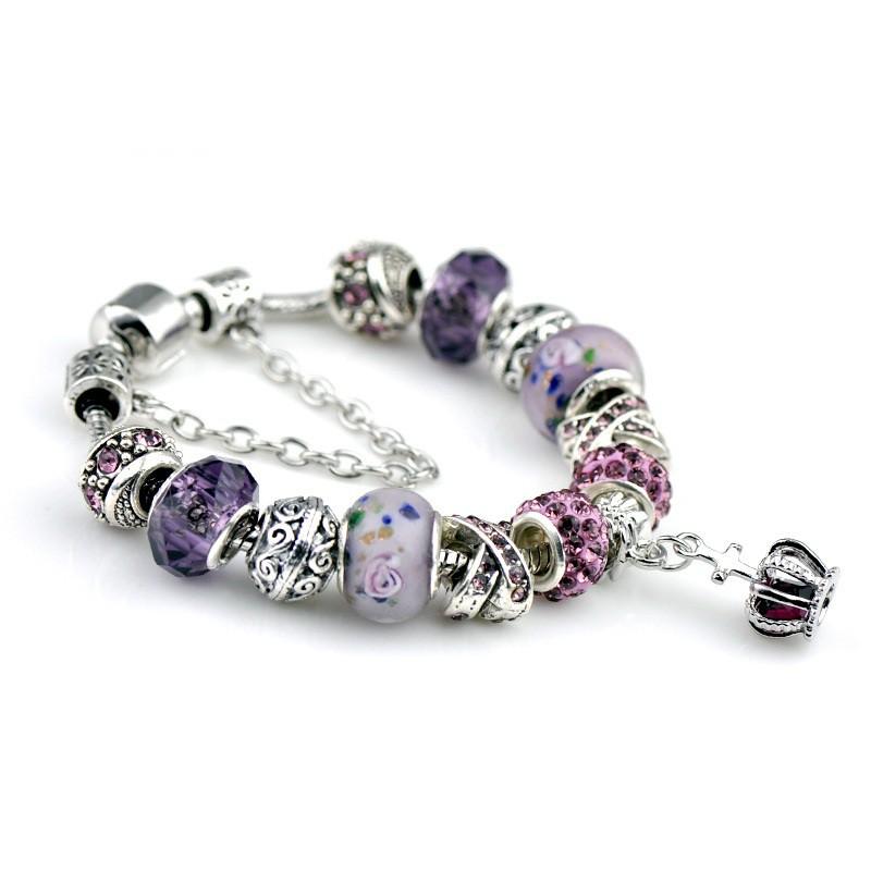 Vòng tay vương miện charm hoa