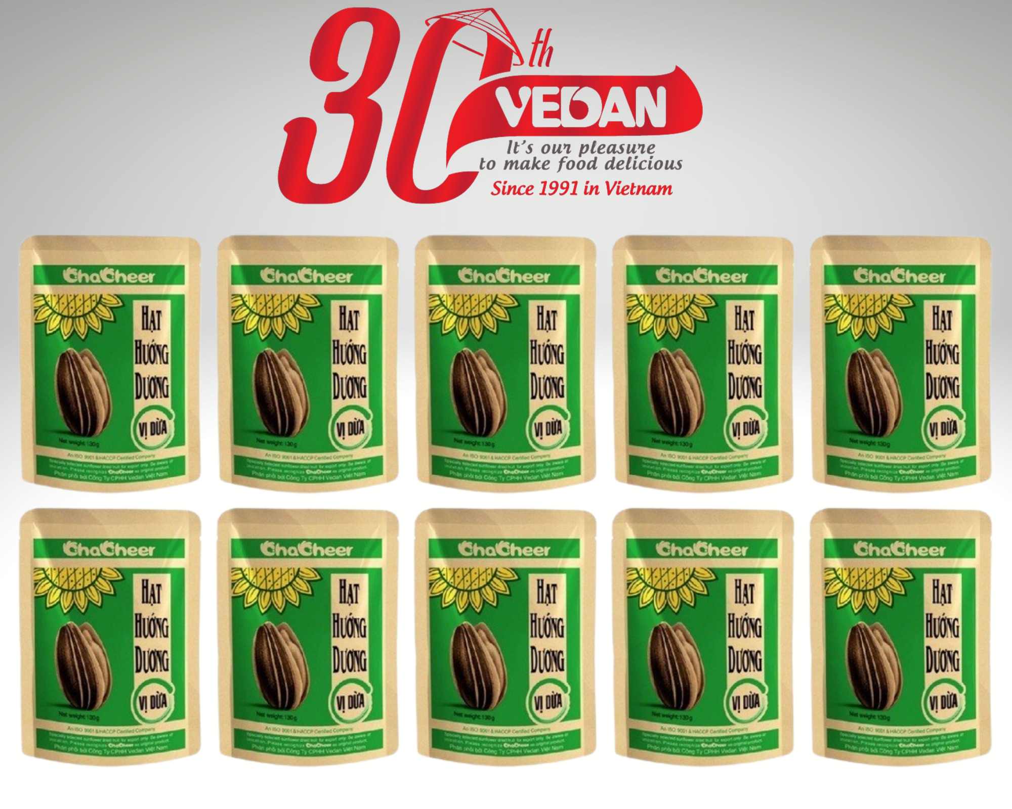 Combo 10 Gói Hạt Hướng Dương CHACHEER Vị Dừa 75g