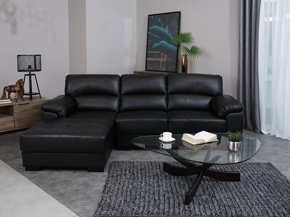 Ghế Sofa Góc L/Phải, Ghế Sofa Da Thật MORETTO Màu Đen Index Living Mall Nhập Khẩu Thái Lan