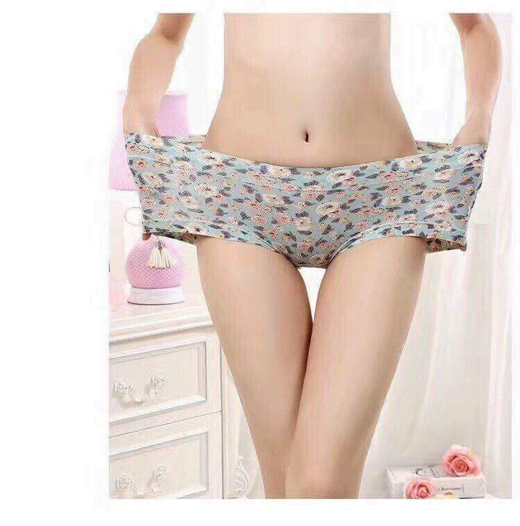 Quần lót nữ cao cấp điều hoà thông hơi thun lạnh cạp cao chất đẹp,co giãn 4 chiều,với họa tiết in hoa sinh động Freesize 45-60kg 5084