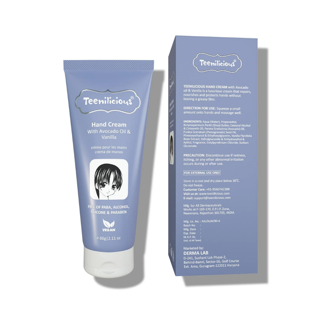 Kem Dưỡng Da Tay Teenilicious Hand Cream With Avocado Oil &amp; Vanilla Làm Dịu Và Dưỡng Ẩm Tối Ưu 60g