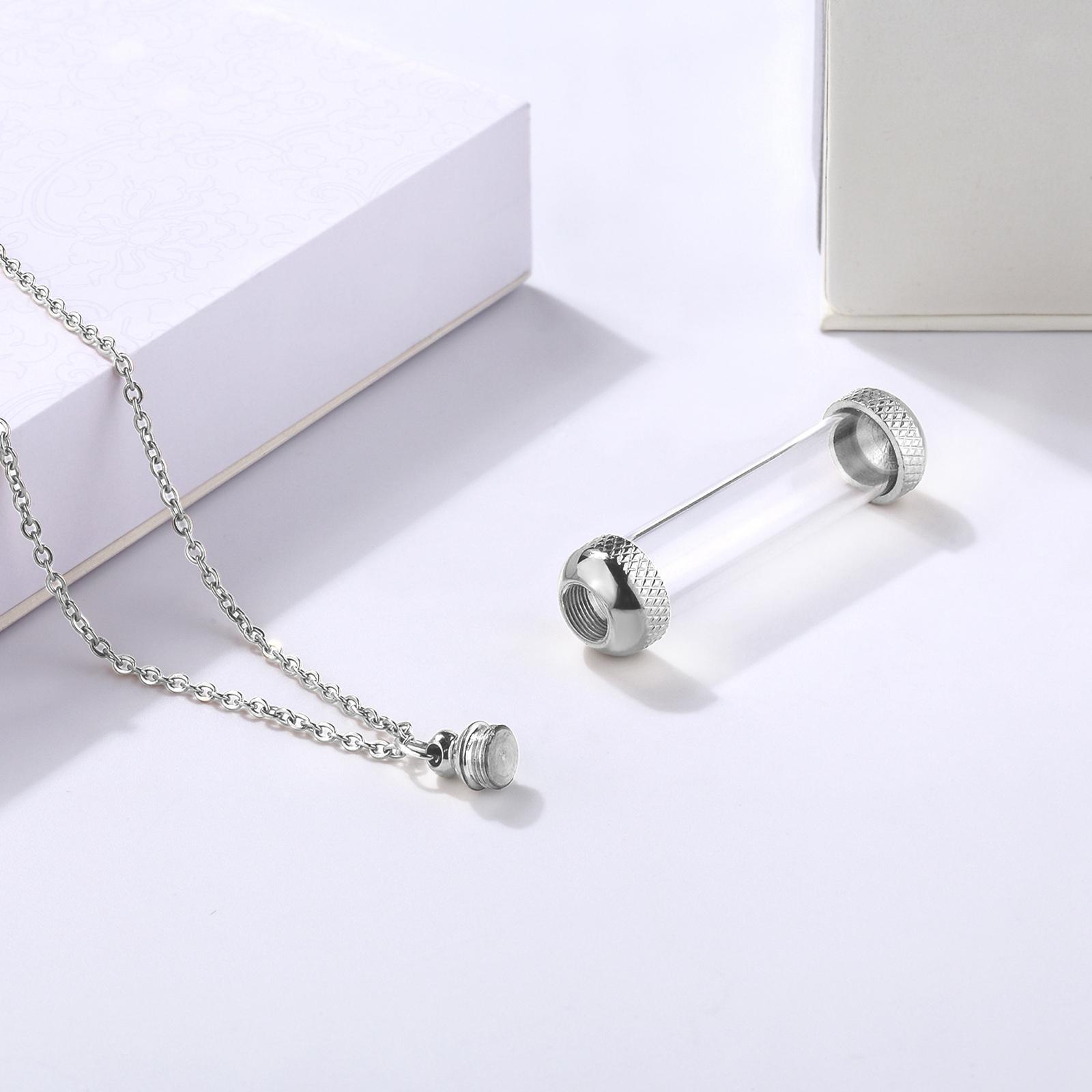 Acrylic Container Urn Necklace Pendant Titanium Steel Cremation Jewelry Memorial Pendant Perfume Container Tube Birthday Gift