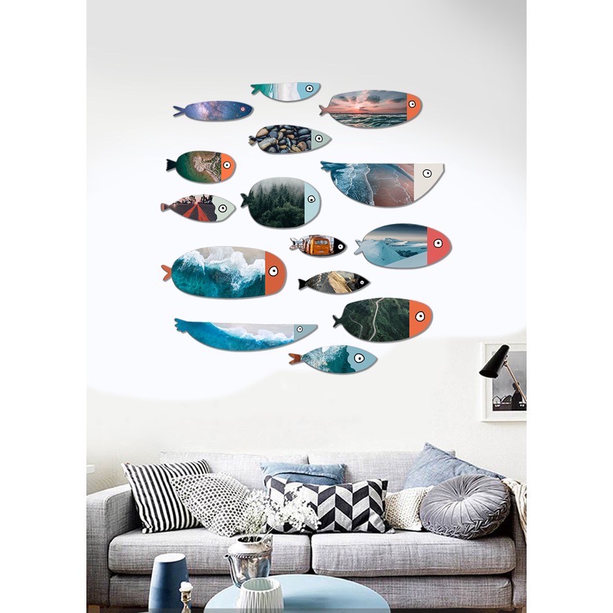 BỘ TRANH TREO TƯỜNG SCANDINAVIAN FISHES . TRANH TREO TƯỜNG PHÒNG KHÁCH , PHÒNG NGỦ , PHÒNG ĂN