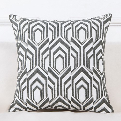 Vỏ Gối Tựa Lưng Linen Dệt Thêu Nổi Hình Học Tối Giản