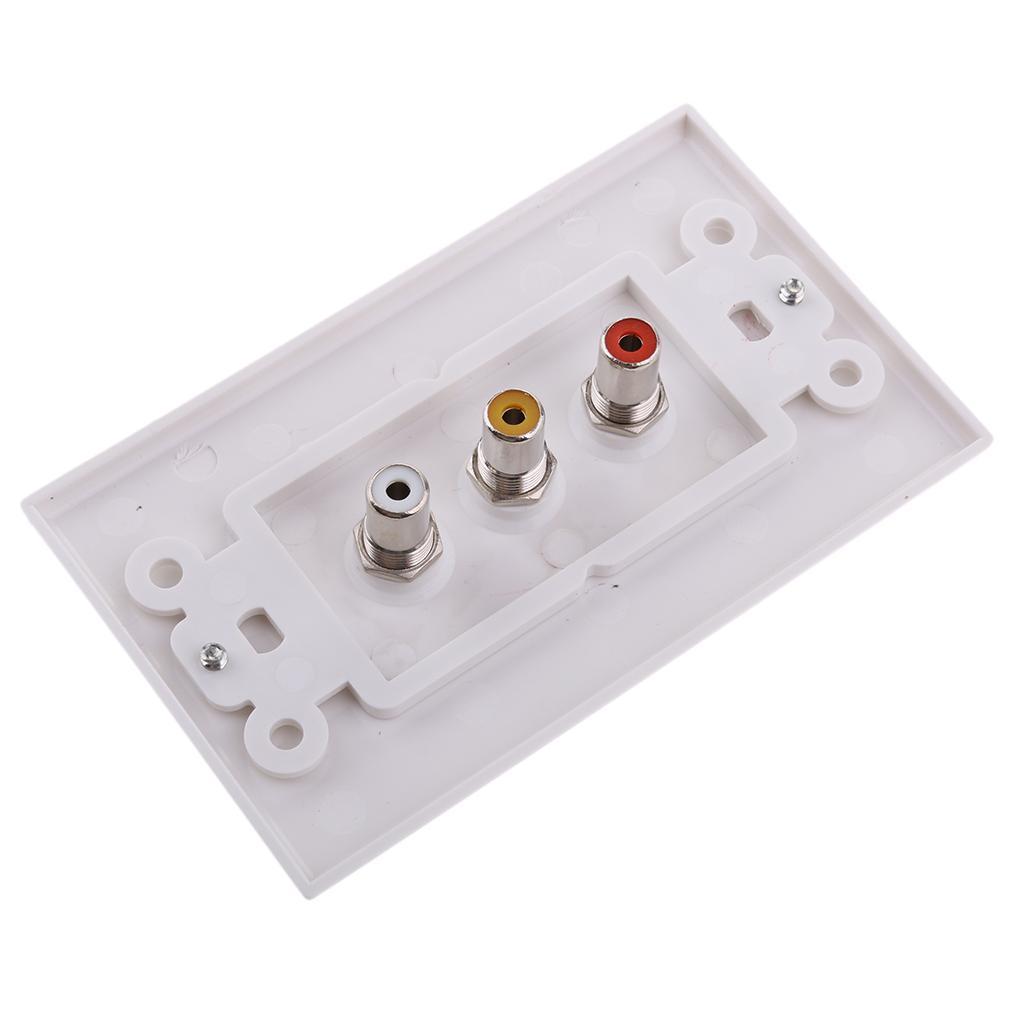 2xCable Decoration Wall Plate Insert 3 RCA Couplers Female,Red/White/Yellow US