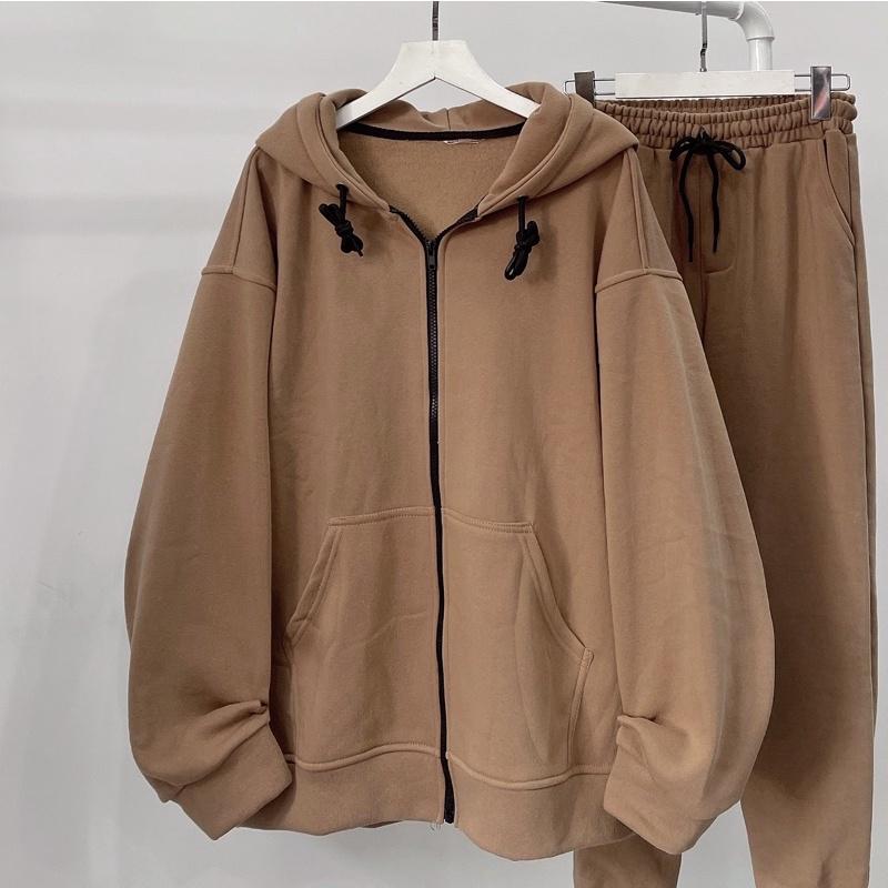 Set đồ nỉ màu nâu ( áo + Quần) unisex ảnh thật bên SSSTore ( nam nữ mặc đều được