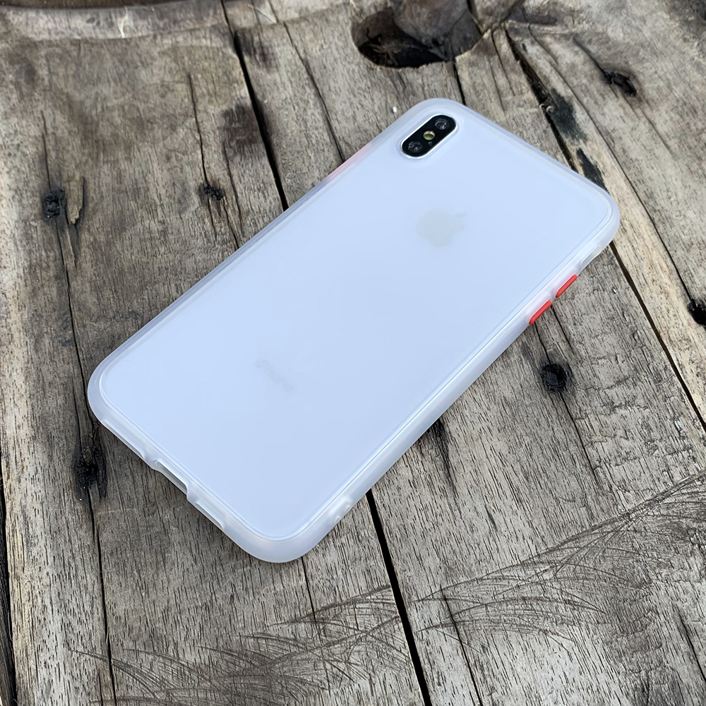 Ốp lưng chống sốc dành cho iPhone XS Max nút bấm màu đỏ - Màu trắng