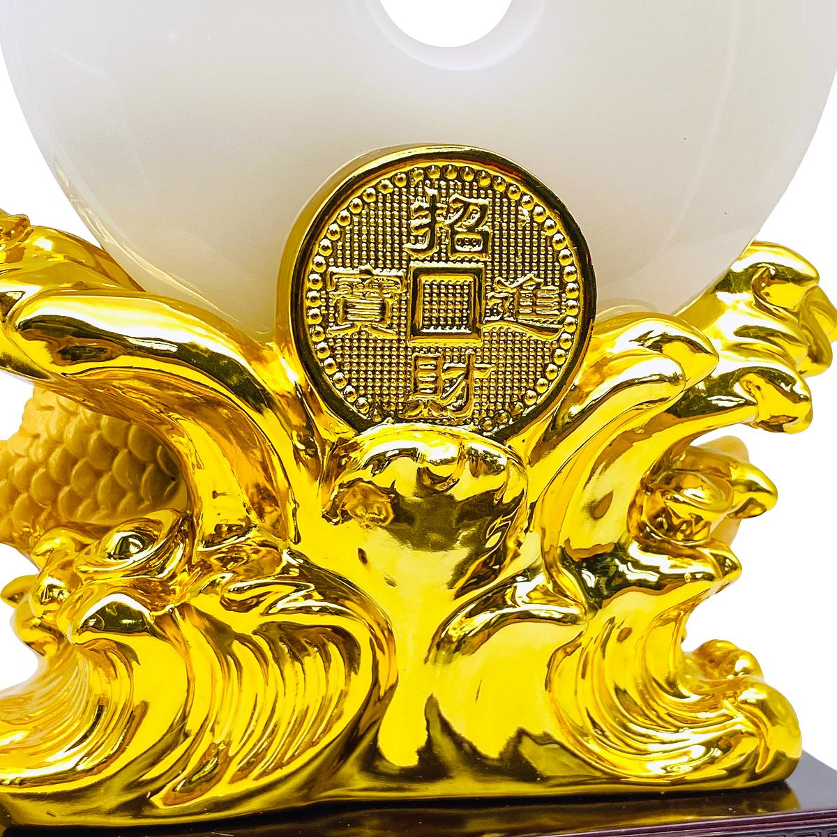 Tượng Phong Thủy Cá Rồng Vàng Kim Long Chiêu Tài - Trang Trí Tết - 25-D25103