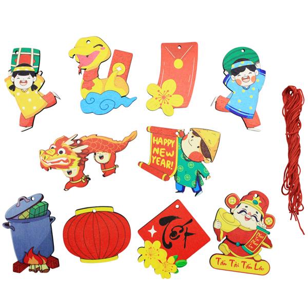 Bộ 10 Decor Trang Trí Nhà Cửa Chủ Đề Tết - Bách Mộc - Set Nấu Bánh