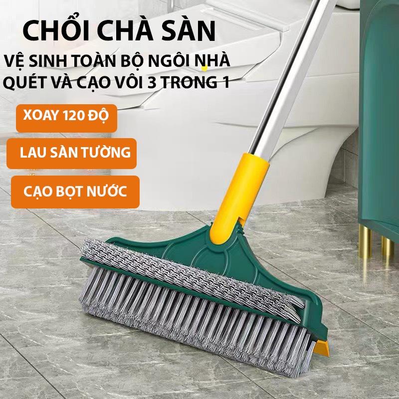 Cây Chổi Chà Sàn Nhà Tắm Thông Minh Thiết Kế Đầu Gạt Nước Và Đầu Chổi Xoay 120 Độ Dọn Sạch Mọi Góc Bẩn