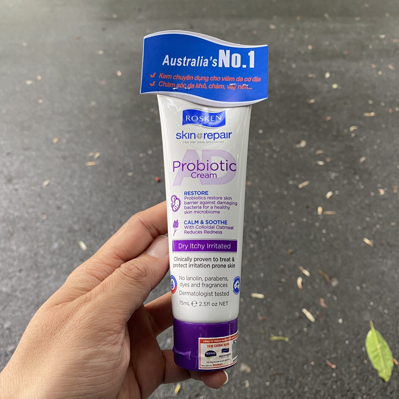 Kem dưỡng Rosken AD Probiotic Cream 75ml - chăm sóc da cơ địa, da dị ứng, da khô, chàm, vảy nến