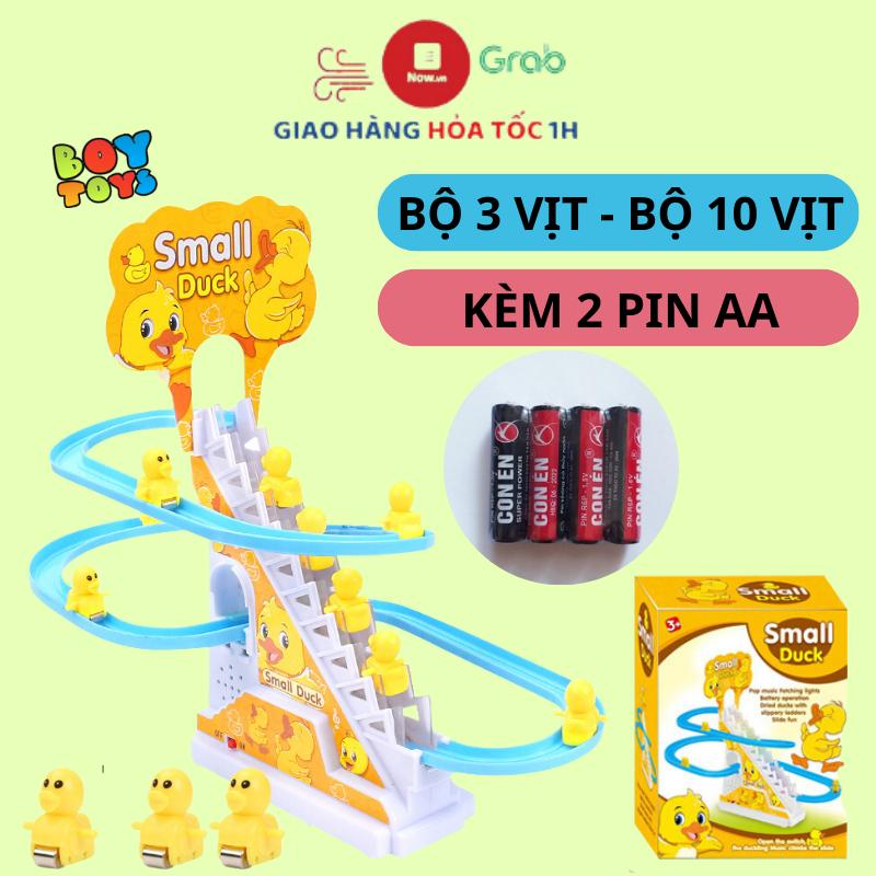 Đồ chơi vịt vàng leo cầu thang có nhạc và đèn vui nhộn, tặng kèm pin, mua thêm được nhiều vịt