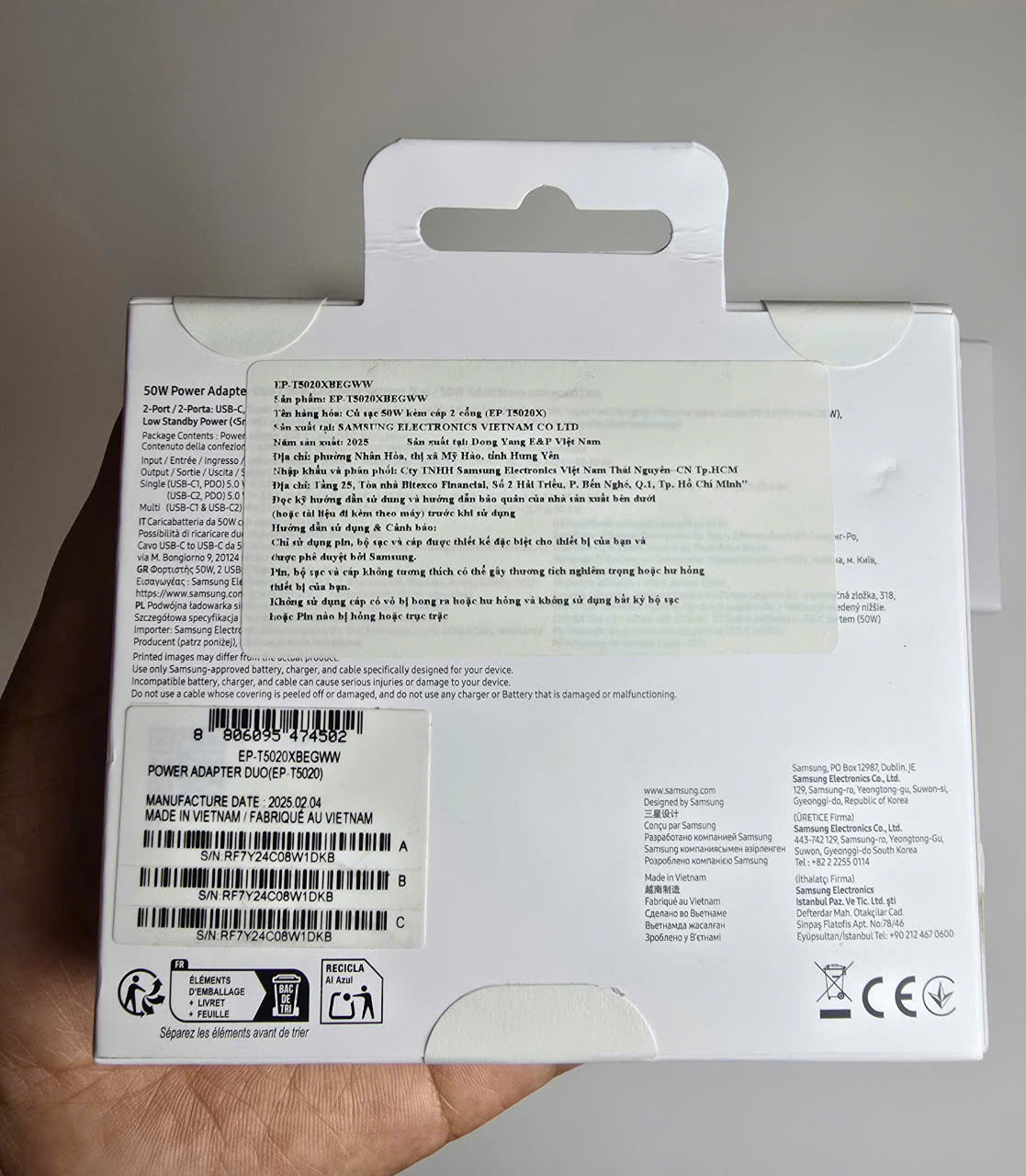 Bộ sạc nhanh Samsung 2 Cổng (50W + 25W) Kèm Cáp 5A 1M8 Hàng chính hãng