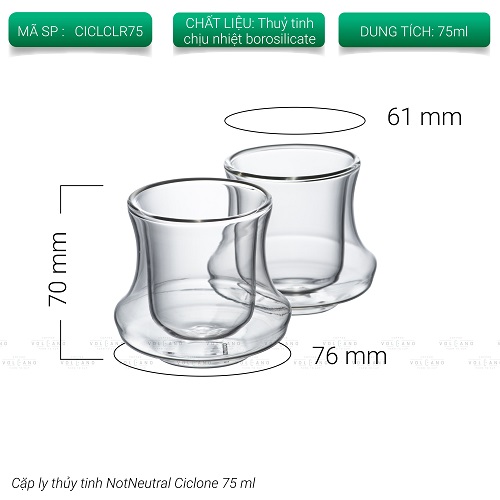 Cặp ly thủy tinh NotNeutral Ciclone Demitasse cà phê 2 lớp