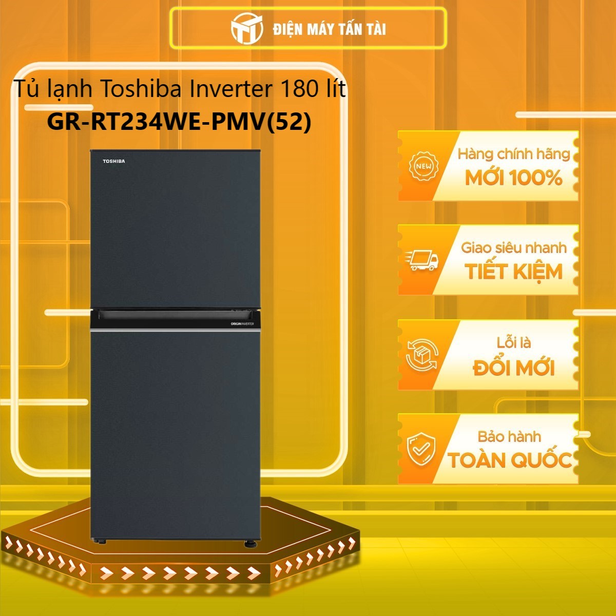 Tủ lạnh Toshiba GR-RT234WE-PMV(52) Inveter 2023 - Hàng Chính Hãng (chỉ giao HCM)