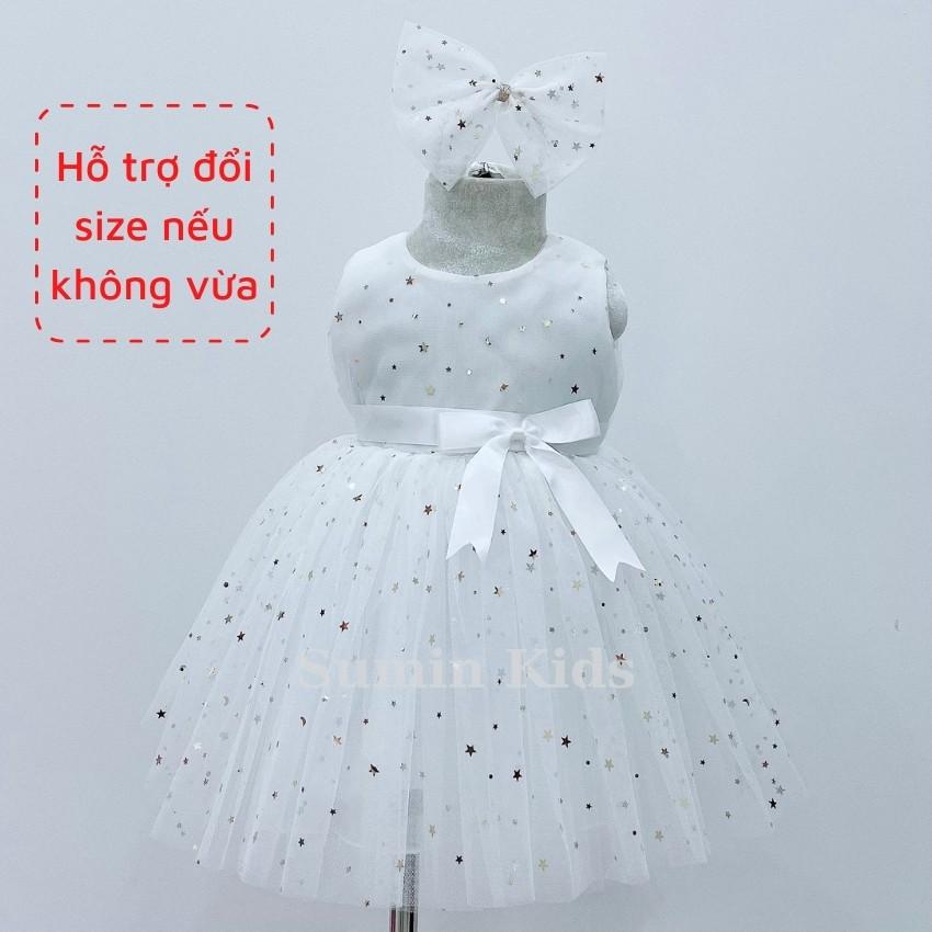 Đầm công chúa bé gái mẫu váy công chúa sao lấp lánh xòe đẹp cho bé yêu - Tặng kèm cài tóc