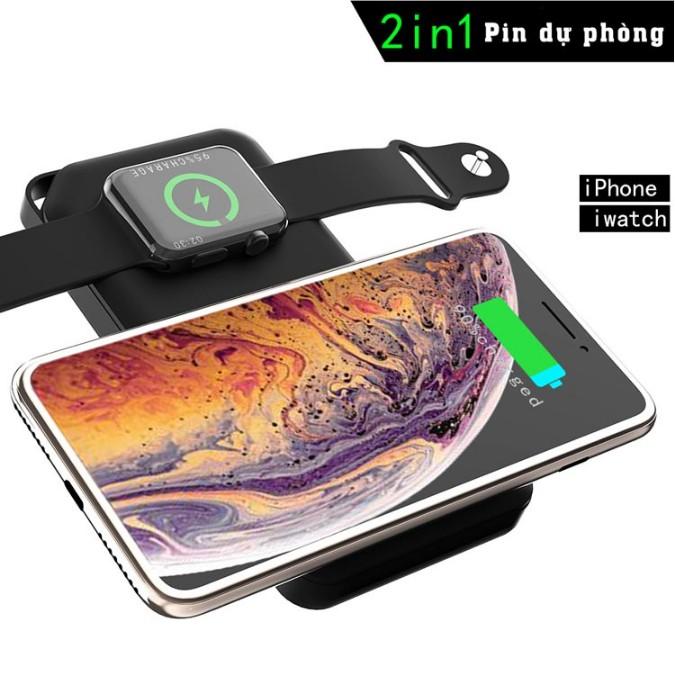 Pin sạc dự phòng không dây 10000mAh 2in1 W6 dành cho Iphone và Apple Watch