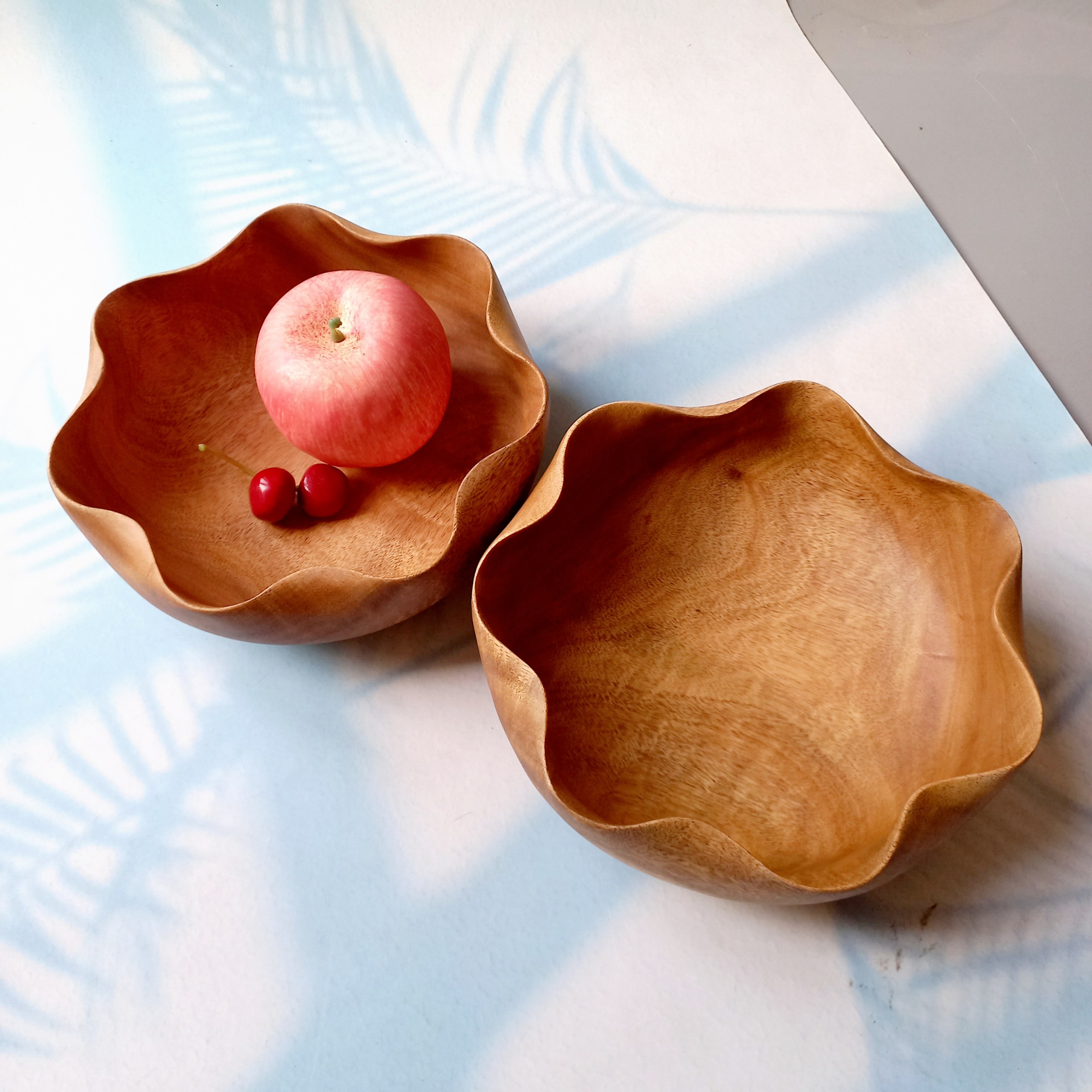 Bát Salad Gỗ Keo Vitrapro Không Lo Rơi Vỡ Size 20x7cm Hình Hoa Độc Đáo