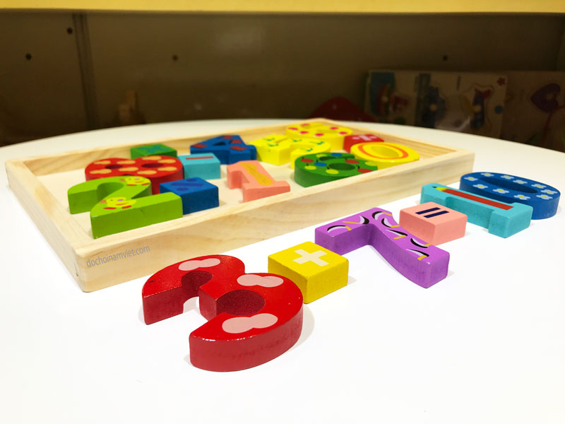 Hộp bảng học số 3D có in hình độc đáo đồ chơi gỗ cho bé