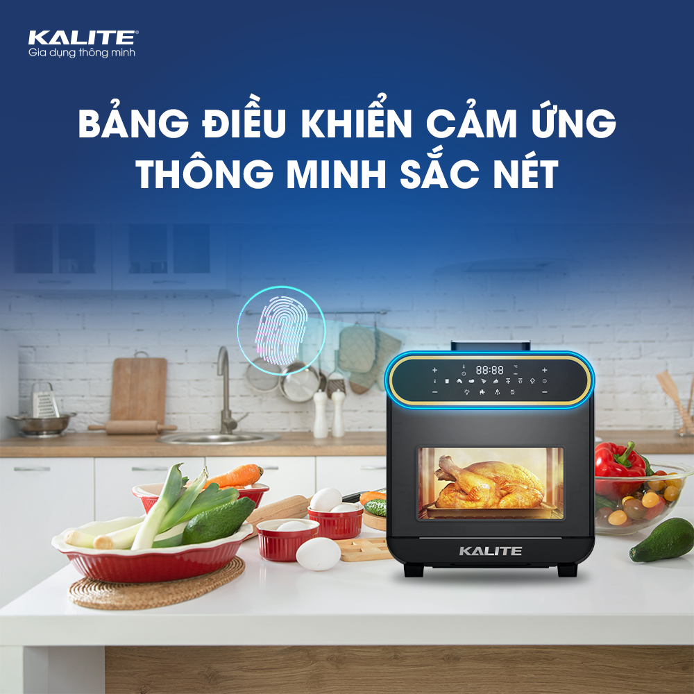 Nồi chiên hơi nước Kalite STEAM PRO, kết hợp chiên không dầu và hấp, bảng điều khiển cảm ứng, công suất 1800W, dung tích 15L, hàng chính hãng