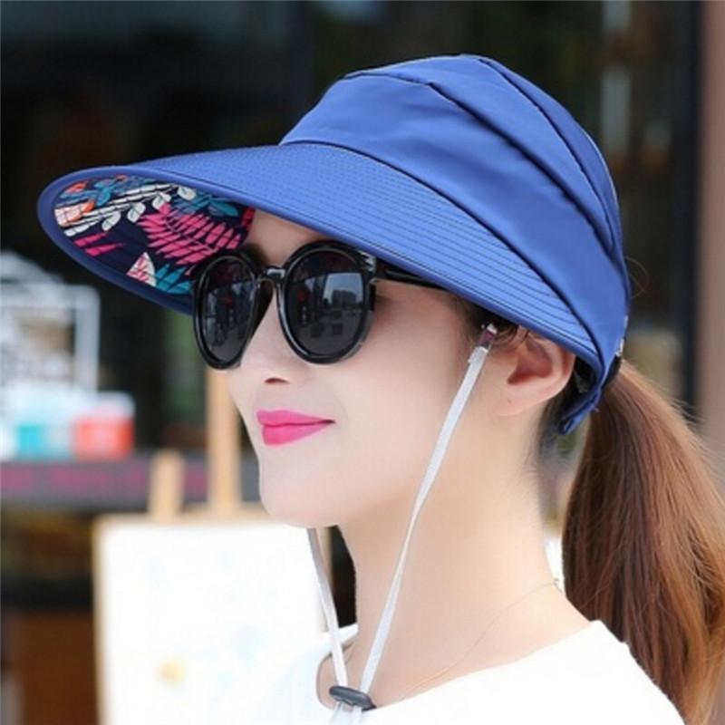 Phụ nữ hoa UV bảo vệ chiếc mũ mặt trời có thể gập lại nắp tấm che phủ mặt trời trang phục mặt trời ngoài trời thời trang Color: beige