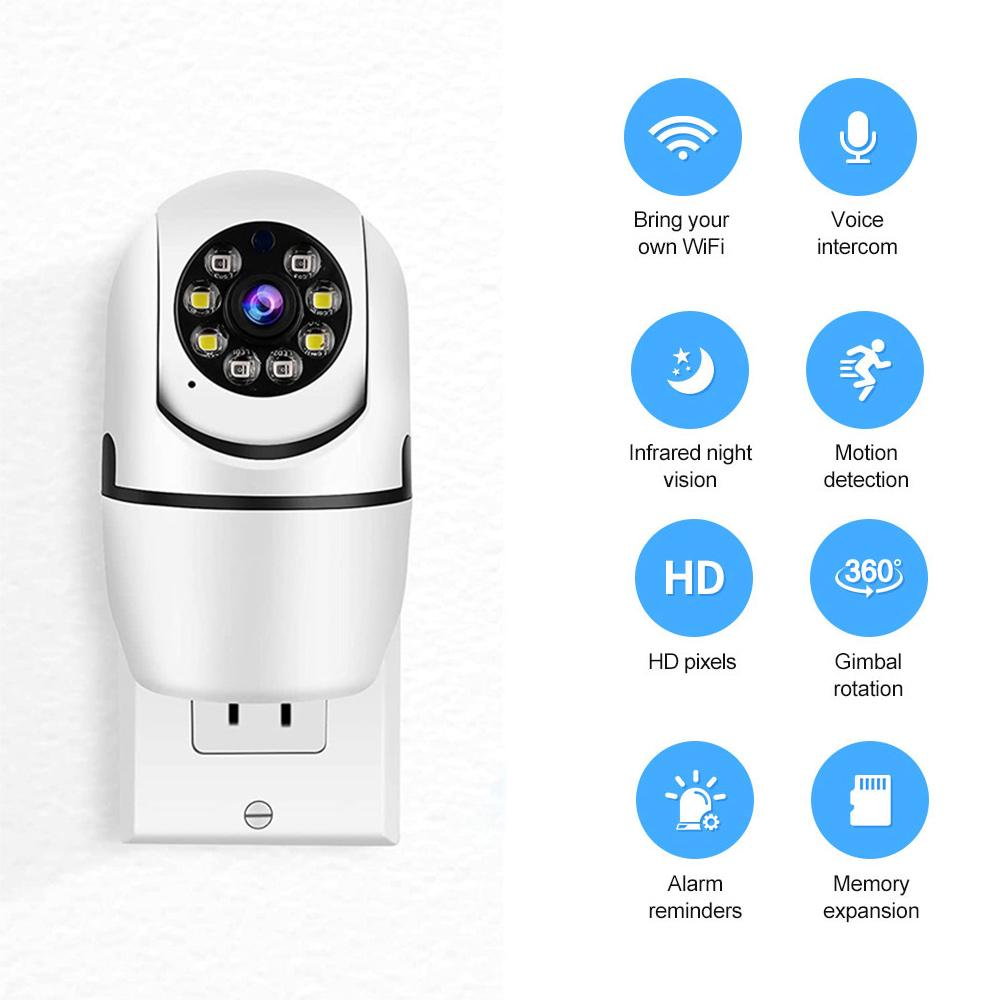 1080P Smart WiFi Camera Wireless Monitor Camera with Plug 360°View Night Vision Two-Way Talk Motion Detection Alarm Reminder Wireless Camera for Home Office Outdoor Indoor