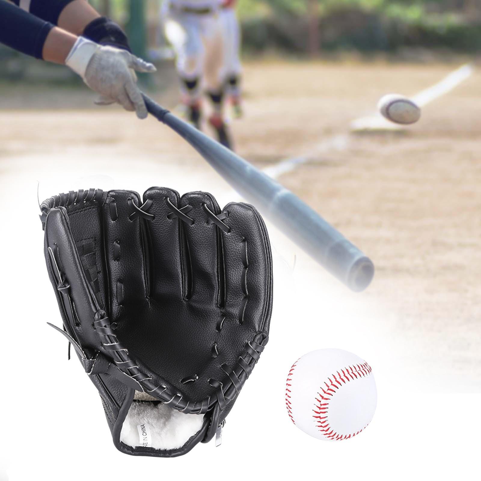 Baseball Fielding Glove and Ball Left Hand Glove Sports Batting Glove Wear Resistant Thickening Durable for Beginner or General Competition