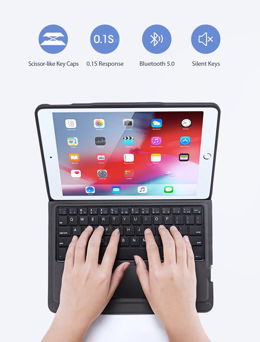 Bao da bàn phím Dux Ducis có TrackPad dành cho iPad 9 - Hàng nhập khẩu